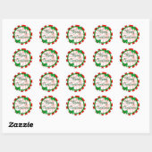 Vrolijk kerstwit, rood groen Snoep Ronde Sticker (Vel)