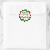 Vrolijk kerstwit, rood groen Snoep Ronde Sticker (Tas)