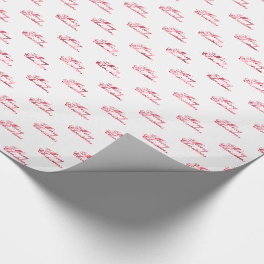 Vrolijk kerstwit rood script schattige vakantie cadeaupapier (Hoek)