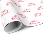 Vrolijk kerstwit rood script schattige vakantie cadeaupapier (Rol Hoek)