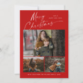 Vrolijk kerstwit script 3 Foto Collage Feestdagenkaart (Voorkant)