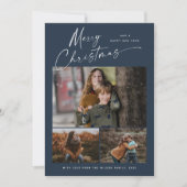 Vrolijk kerstwit script 3 Foto Collage Feestdagenkaart (Voorkant)