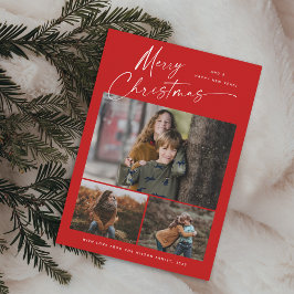 Vrolijk kerstwit script 3 Foto Collage Feestdagenkaart