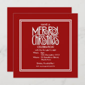Vrolijk kerstwit thema Uitnodiging (Voorkant / Achterkant)