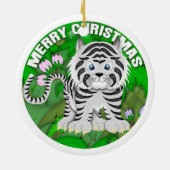 Vrolijk kerstwit tijger keramisch ornament (Achterkant)