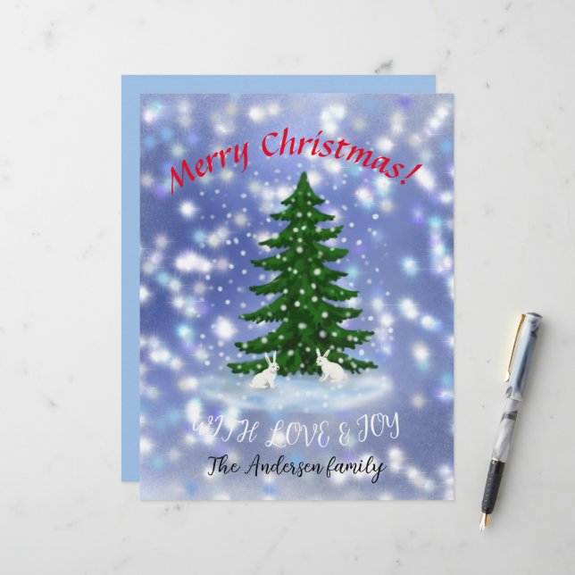 Vrolijk kerstwitte vleermuizen onder een saus Lett Briefhoofd (Voorkant / Achterkant in situ)