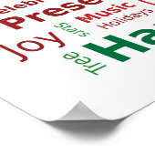 Vrolijk kerstwoord Cloud in groene rode kleuren Poster (Hoek)