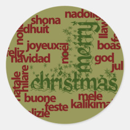 Vrolijk kerstwoord Cloud Ronde Sticker