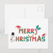 Vrolijk kerstwoord element feestdagenkaart (Voorkant / Achterkant)