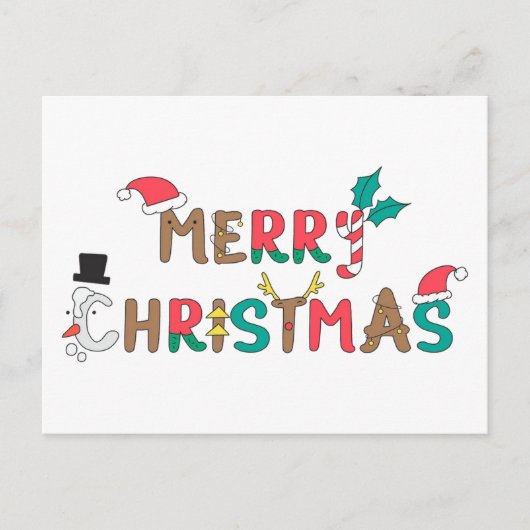 Vrolijk kerstwoord element feestdagenkaart (Voorkant)