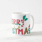 Vrolijk kerstwoord element koffiemok (Voorkant rechts)