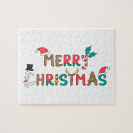 Vrolijk kerstwoord element legpuzzel