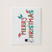 Vrolijk kerstwoord element legpuzzel (Verticaal)