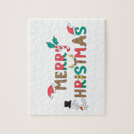 Vrolijk kerstwoord element legpuzzel