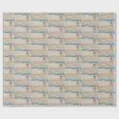 Vrolijk kerstzand man op het strand cadeaupapier (Vlak)