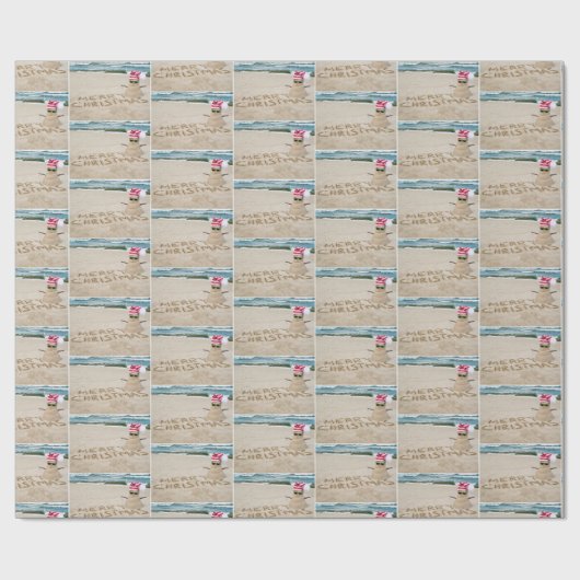 Vrolijk kerstzand man op het strand cadeaupapier (Vlak)