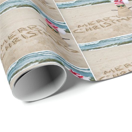Vrolijk kerstzand man op het strand cadeaupapier (Rol Hoek)