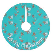 Vrolijk kerstzeester op Zee Blauw Kerstboom Rok (Voorkant)