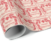  Vrolijk Kerstzegel Rode Collage Ephemera Cadeaupapier (Rol Hoek)