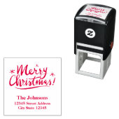 Vrolijk kerstzelfinkend stempel met rode inkt (In situ)