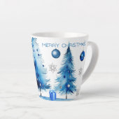 Vrolijk kerstzilver & blauw Japandi Waterverf Latte Mok (Rechterhoek)