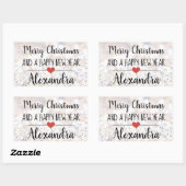 Vrolijk kerstzilver glitter naam sticker (Vel)