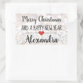 Vrolijk kerstzilver glitter naam sticker (Tas)