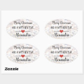 Vrolijk kerstzilver glitter naam sticker (Vel)