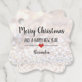Vrolijk kerstzilverglitter elegant bedankjes labels