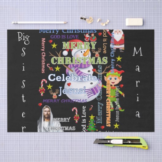 Vrolijk kerstzuster Tissue Paper Jesus Santa Tissuepapier (Craft)