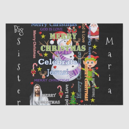 Vrolijk kerstzuster Tissue Paper Jesus Santa Tissuepapier (Voorkant)