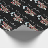 Vrolijk kerstzwart cadeaupapier (Hoek)