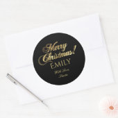 Vrolijk kerstzwart en goud naar en van ronde sticker (Envelop)