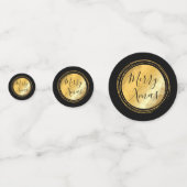 Vrolijk kerstzwart en goudheldere heldere tekst confetti (Achterkanten)