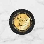 Vrolijk kerstzwart en goudheldere heldere tekst confetti (Kleine voorkant)