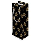 Vrolijk kerstzwart en goudstaartroep wijn cadeautas (Achterkant Gekanteld)