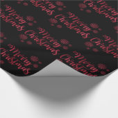 Vrolijk kerstzwart en rood Snowflake Typografie Cadeaupapier (Hoek)