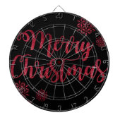 Vrolijk kerstzwart en rood Snowflake Typografie Dartbord (Voorkant)