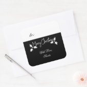 Vrolijk kerstzwart en wit cadeauLabel Vierkante Sticker (Envelop)