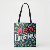 Vrolijk kerstzwart tote bag (Voorkant)