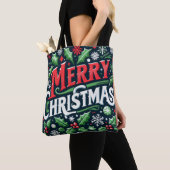 Vrolijk kerstzwart tote bag (Dichtbij)