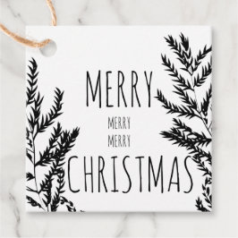 Vrolijk kerstzwart-wit cadeauLabel Bedankjes Labels