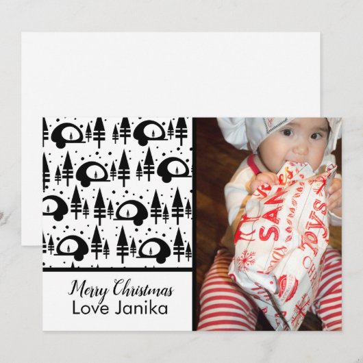 Vrolijk kerstzwart-wit-fotografie feestdagenkaart (Voorkant / Achterkant)