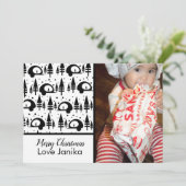 Vrolijk kerstzwart-wit-fotografie feestdagenkaart (Staand voorkant)