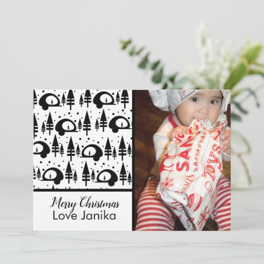 Vrolijk kerstzwart-wit-fotografie feestdagenkaart (Staand voorkant)