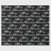 Vrolijk kerstzwart-wit kalligrafie elegant cadeaupapier (Vlak)
