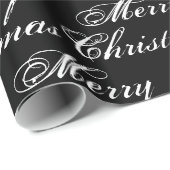 Vrolijk kerstzwart-wit kalligrafie elegant cadeaupapier (Rol Hoek)