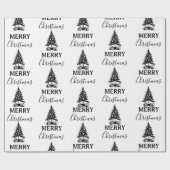 Vrolijk kerstzwart-wit  kerstboom cadeaupapier (Vlak)