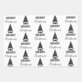 Vrolijk kerstzwart-wit kerstboom inpakpapier vel (Voorkant 2)