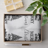 Vrolijk kerstzwart-wit  kerstboom tissuepapier (Geschenk)